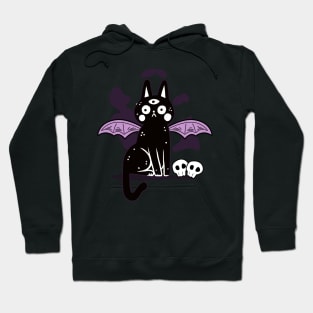 Kawaii Black Cat Skull Soft Grunge Pastel Goth Tattoo Art Hoodie